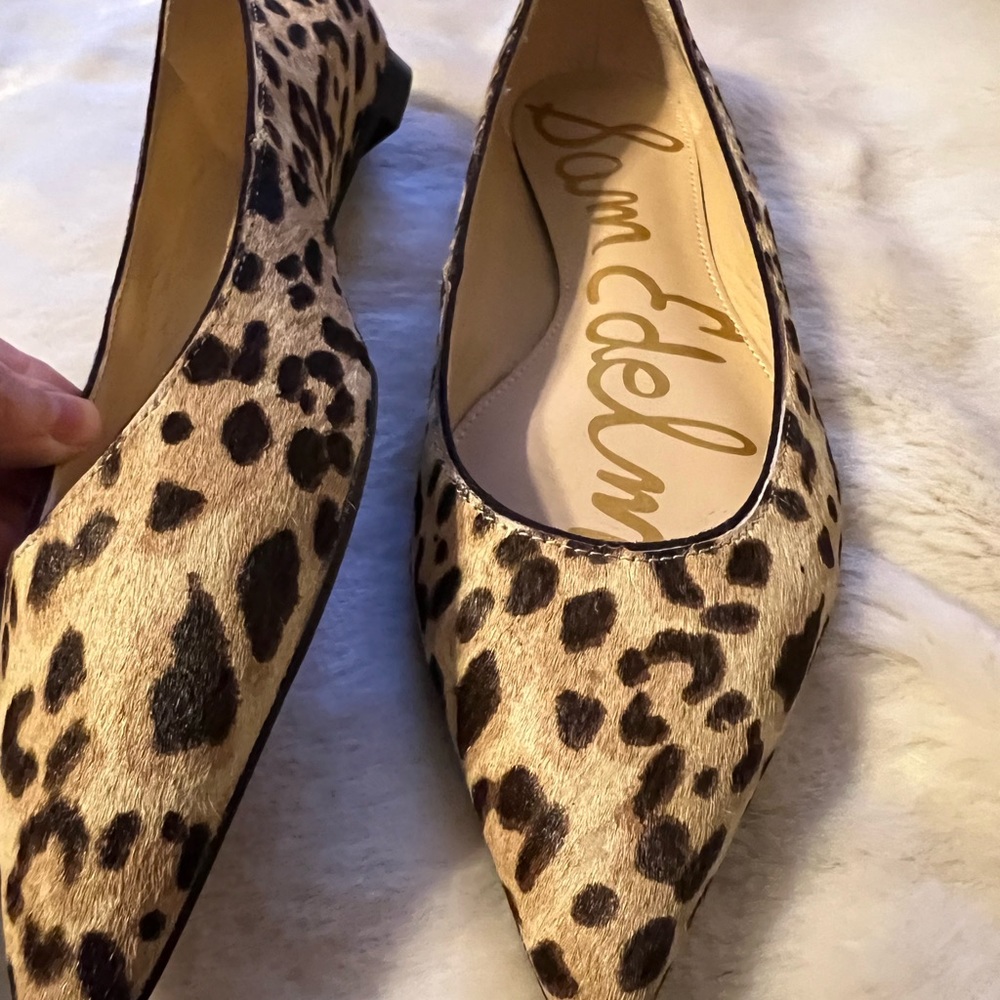 SOLD Sz 6 Sam Edelman NEW Sally Pointed Toe Cheetah Calf Hair Leather Flats - Picture 14 of 15